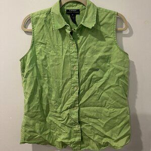 Lauren Ralph Lauren Sleeveless Button Down Linen Shirt M
